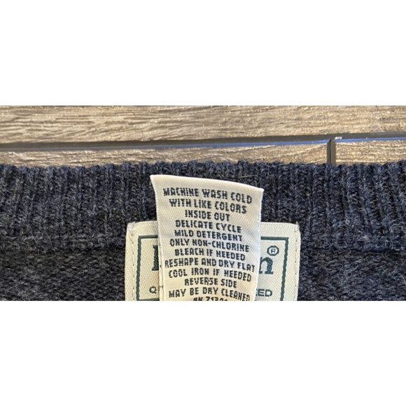 L.L. Bean Lambs Wool Sweater V Neck Gray Large L - Picture 3 of 4